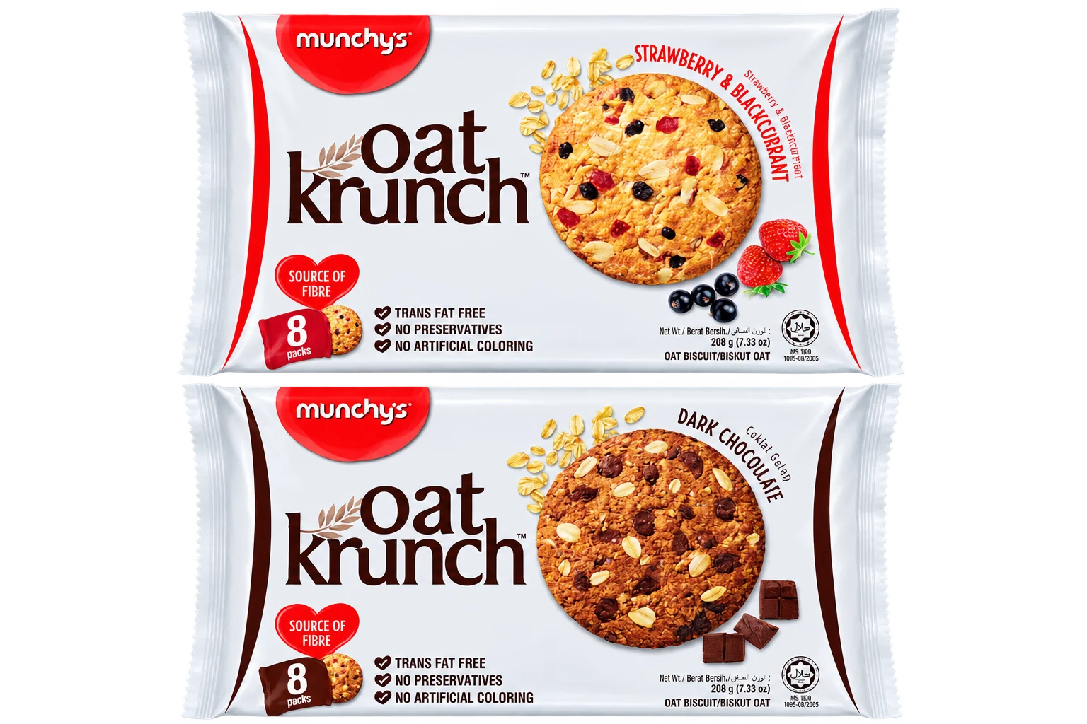 Munchy's Oat Krunch Biscuits 208g - Strawberry & Blackcurrant