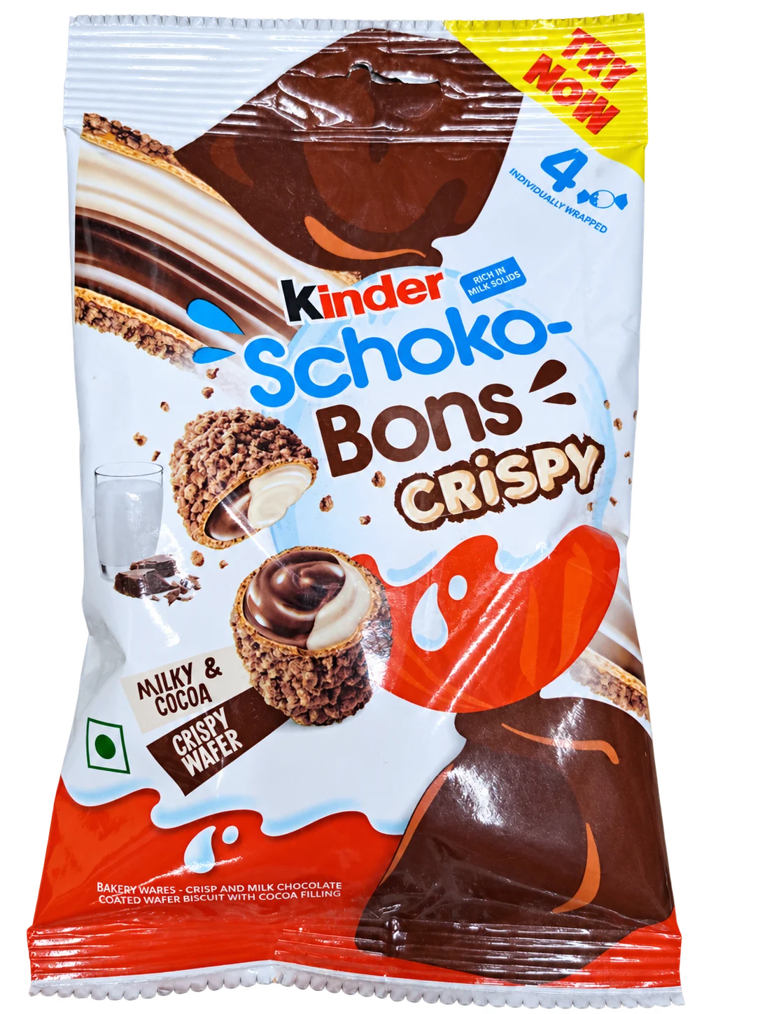 Kinder Schoko-Bon Crispy Milky cocoa-Crispy Wafer 22.4gm
