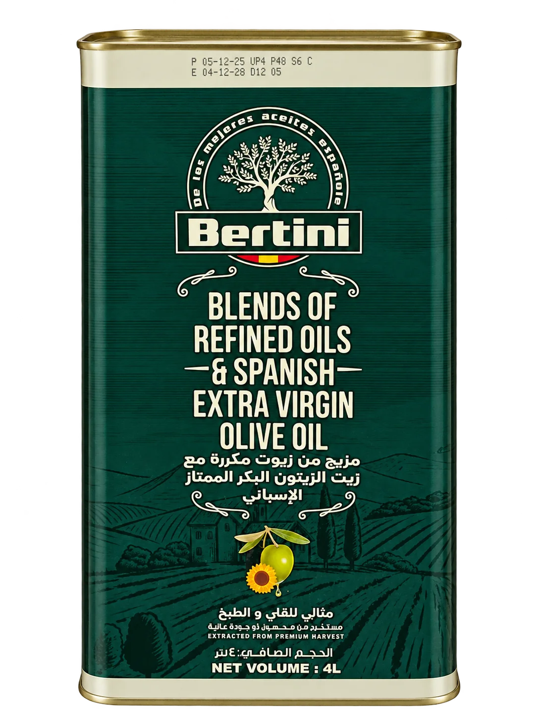 Bertini Blend of Refined Oils and Spanish Extra Virgin Olive Oil 4L