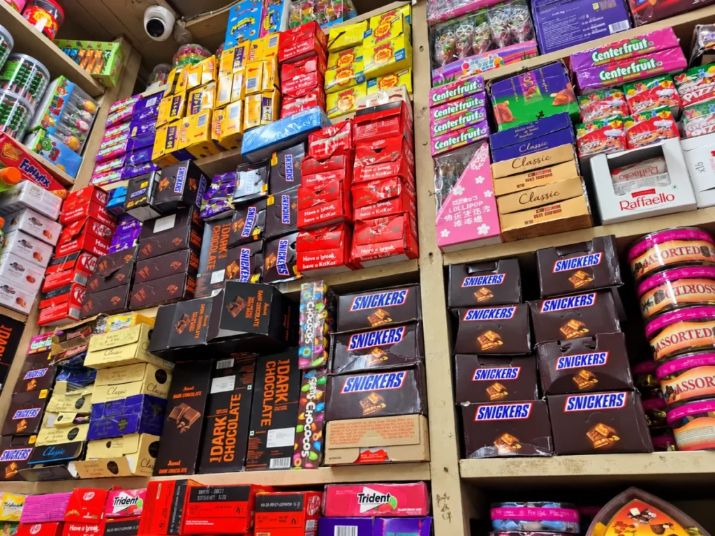 Imported groceries displayed inside the Sowban Trading shop